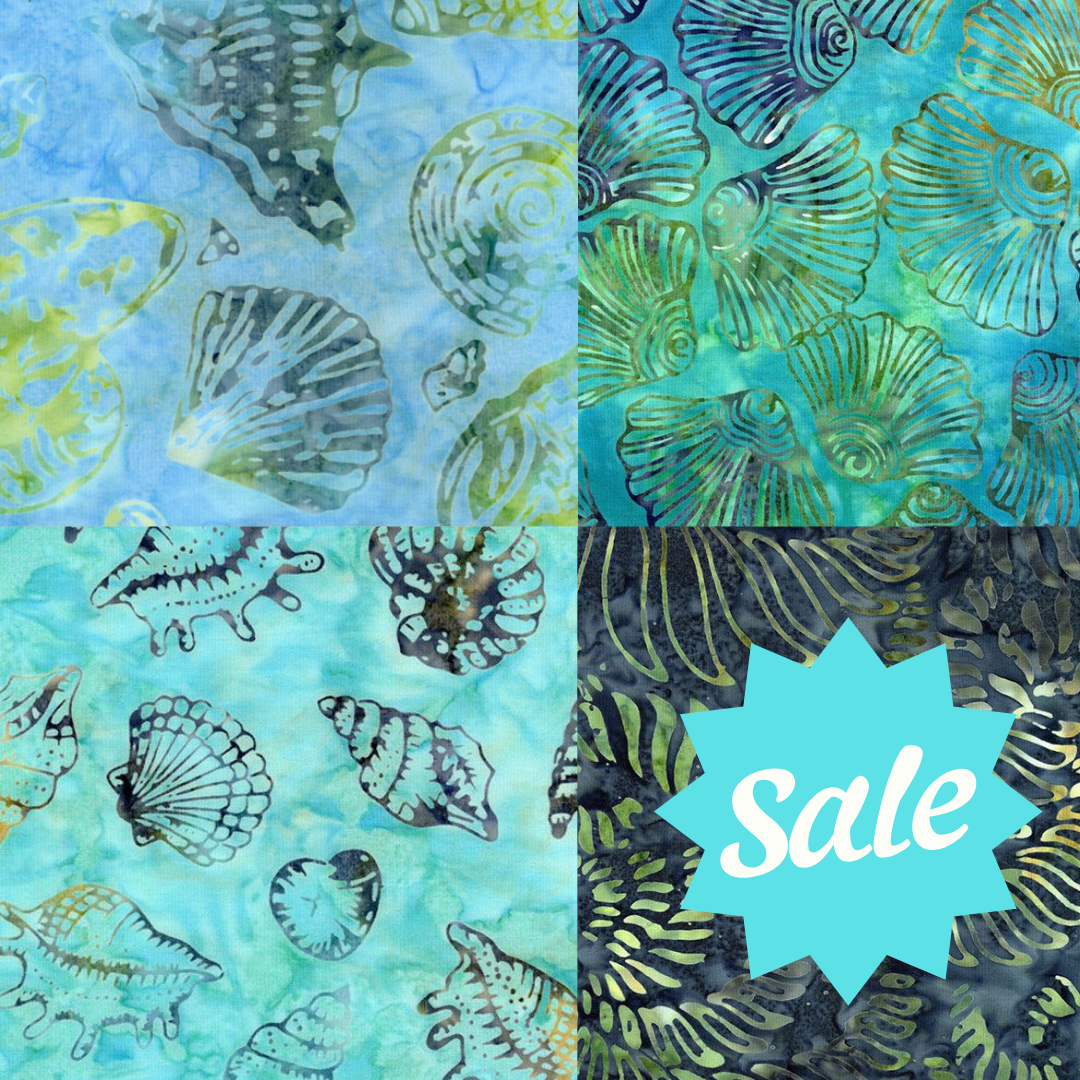 Tonga Batiks Scuba • Seashells Tossed • TONGA-B7917 BLUE — Rocking